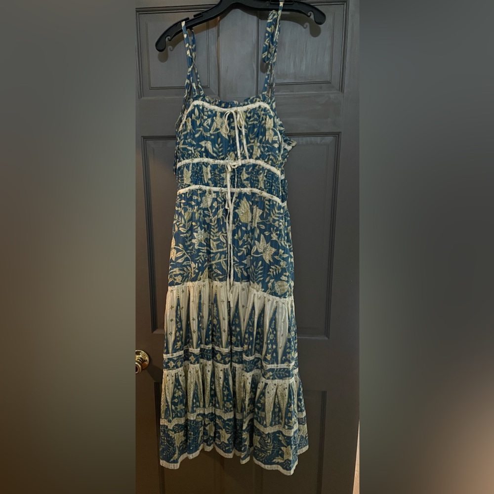 Ulla Johnson Blue and Cream Printed Midi Dress - Picture 5 of 8